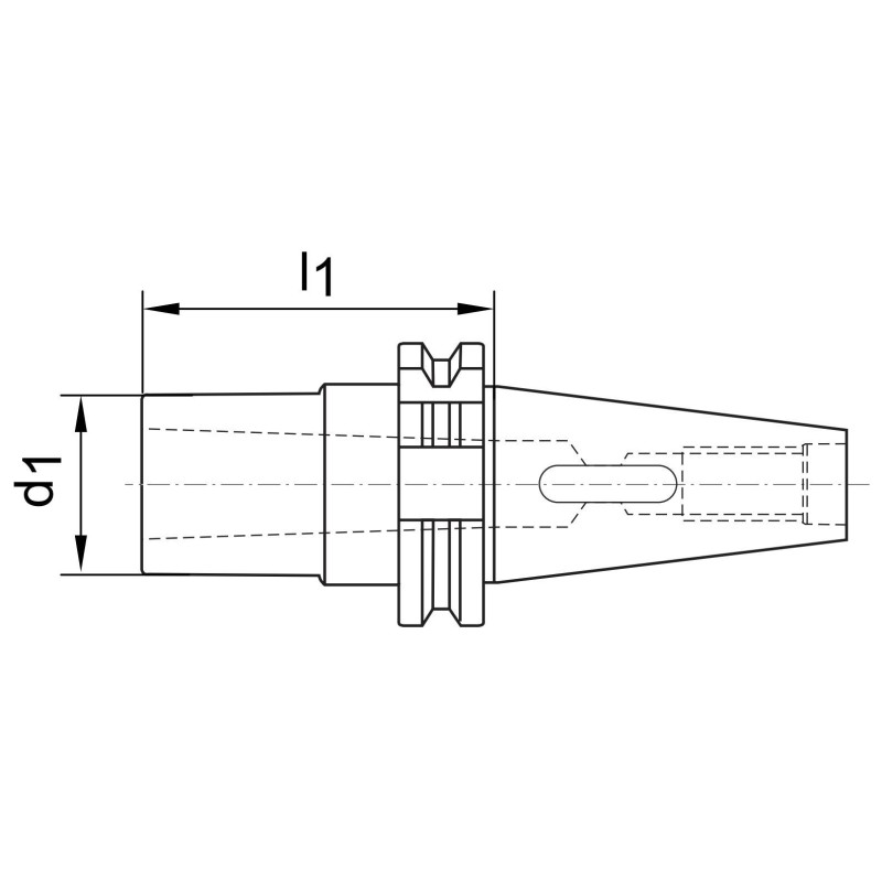 Adaptor cu fanta de extractie DIN 69871 cu receptie SK 40 - MK 3 - schita dimensiuni