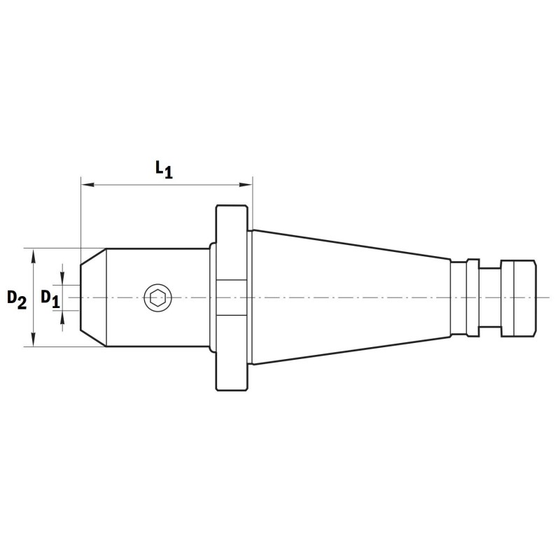 Portscula DIN 2080 pentru scule coada cilindrica 32 mm, SK 40 / 90 mm - schita