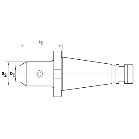 Portscula DIN 2080 pentru scule coada cilindrica 32 mm, SK 40 / 90 mm - schita