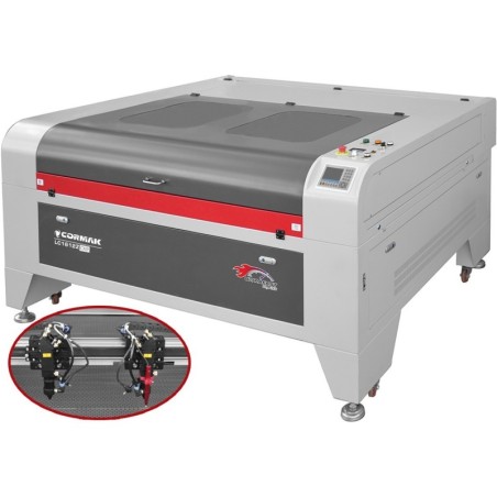 Masina de gravat si taiat cu laser CO2 Cormak LC 1612ZD2 cu 2 capete 130 W si 130 W